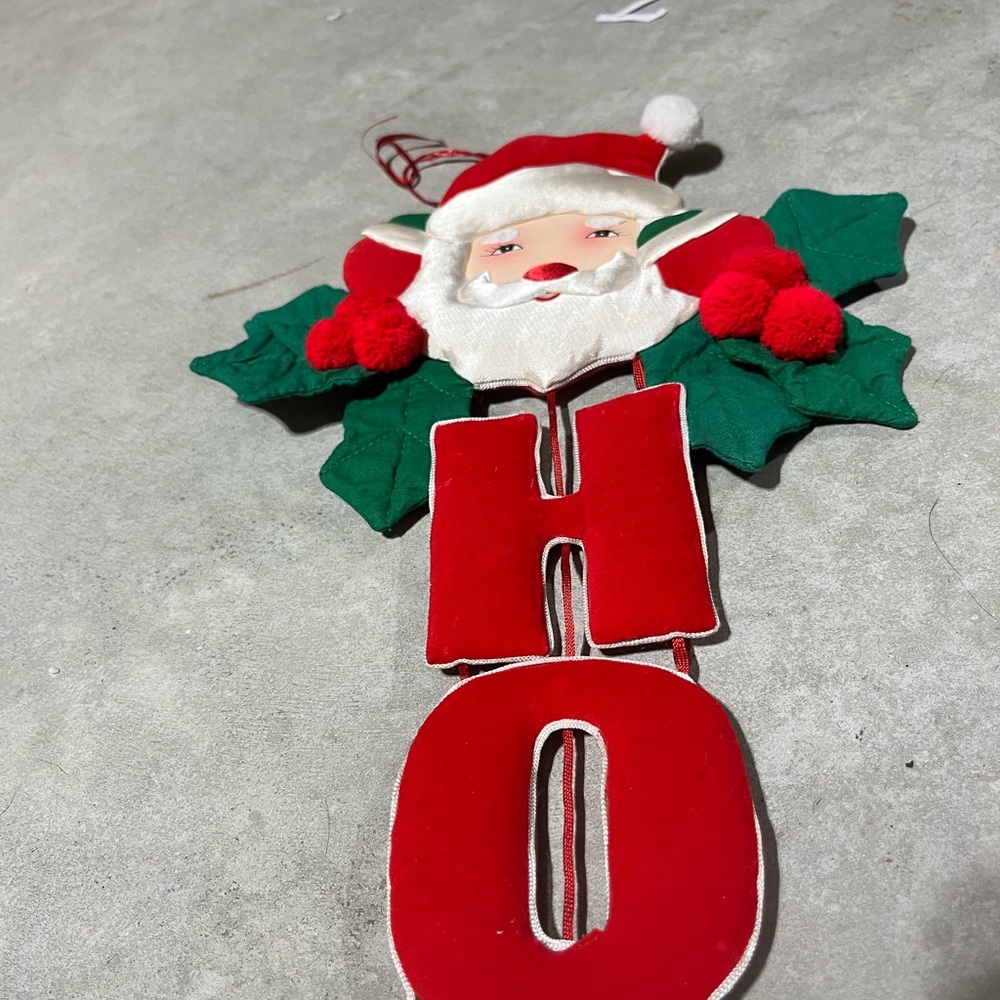 Santa Claus Red and Green Holiday Wall Hanging - Picture 2 of 6